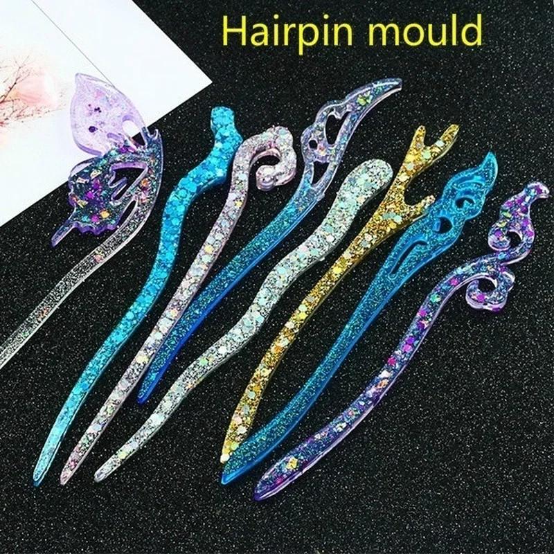 Resin Craft Material - Novo transparente hairpin silicone molde especial